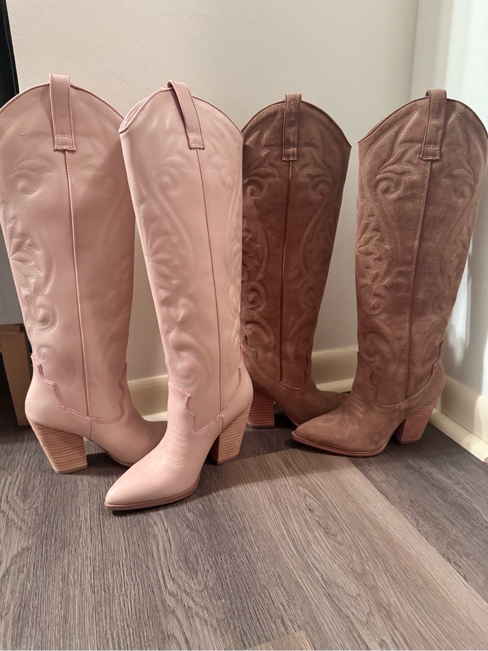Steve Madden Tall Western Heeled Boot in Blush Pink - Picture 2 of 2